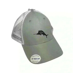 NWT Tommy Bahama Tip Your Cap Gray Baseball Cap w/ Blue Marlin Logo - One Size